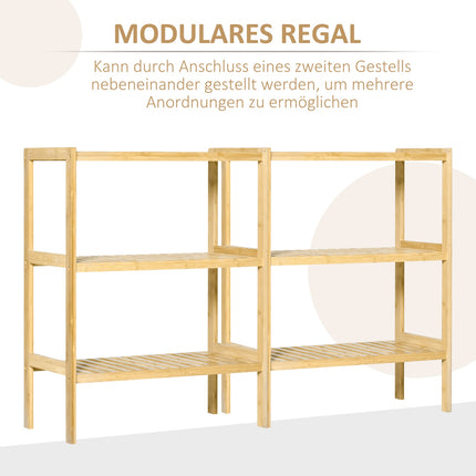 Vannas istabas plaukts, stāvplaukts ar 3 līmeņiem, bambusa plaukts, virtuves plaukts, vannas istabai, virtuvei, viesistabai, gaitenim, dabīgs, 62 x 33 x 80 cm