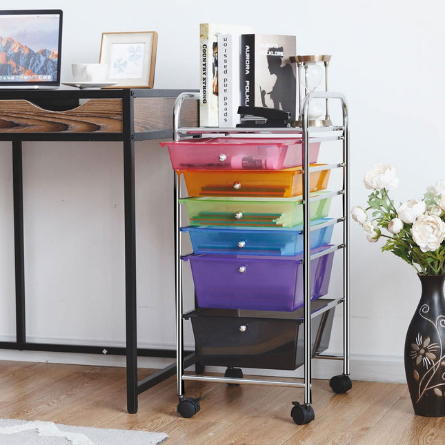 Bathroom trolley roll container with drawers multicolored 37 x 74 x 32 cm PP material