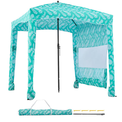 Beach Cabana Tent 6x6 Ft, UPF 50+, Side Wall, Sand Pockets