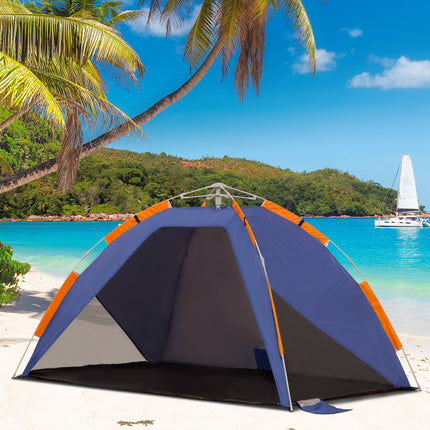 Pop Up beach tent, mesh window, fiberglass, 2-3 people