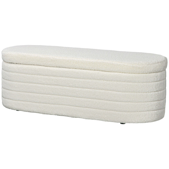 Guļamistabas gultas sols ar uzglabāšanas vietu, koka kājas, augsta stabilitāte, mīkstā flīsa audums, kravnesība 120 kg, 116 x 41 x 40,5 cm, krēmbalts