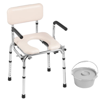 Bedside Commode Chair, Padded Seat, 350 lb Capacity
