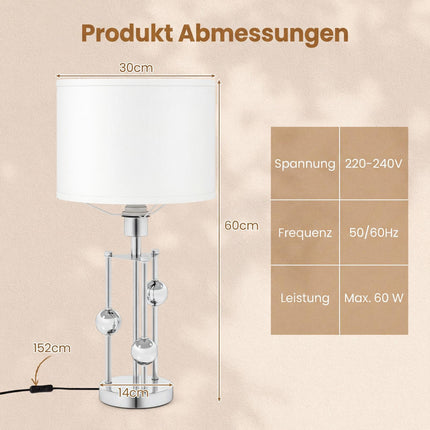 Naktsskapīša lampa ar lina abažūru un E27 kontaktligzdu