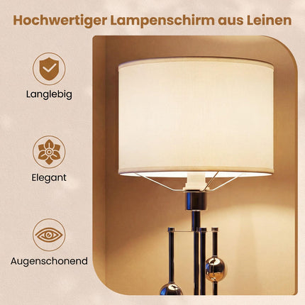 Naktsskapīša lampa ar lina abažūru un E27 kontaktligzdu