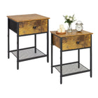 Bedside Table Set, 2-Piece, Drawer & Shelf