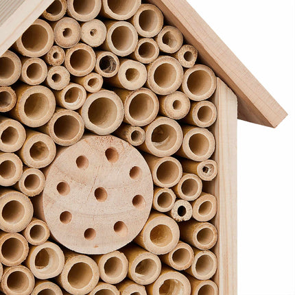 Bee hotel made of untreated wood
