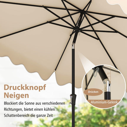 Bēša terases saulessargs ar kloķi, slīpumu un ventilāciju, 280 cm