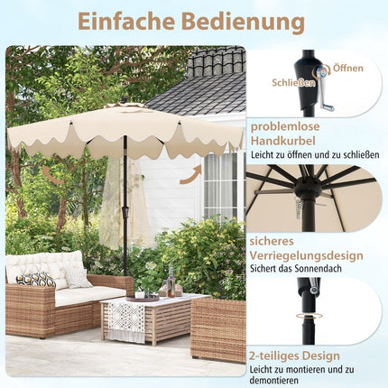 Bēša terases saulessargs ar kloķi, slīpumu un ventilāciju, 280 cm