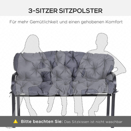Garden bench cushion set, cotton, dark grey, 150x98x8 cm