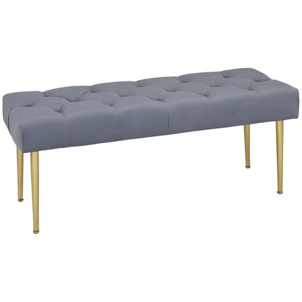 Sols samta imitācijā, polsterēts sols, gultas sols viesistabai, celtspēja līdz 200 kg, tērauds, gaiši pelēks, 115 x 46 x 49 cm