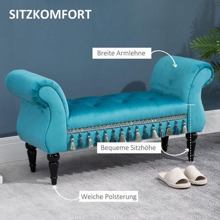 vidaXL mīkstais sols, grezns polsterēts sols, krēsls, izgatavots no poliestera un gumijas putām, stilīgs, zils, 117 x 40 x 58 cm