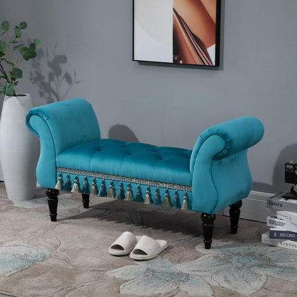 vidaXL mīkstais sols, grezns polsterēts sols, krēsls, izgatavots no poliestera un gumijas putām, stilīgs, zils, 117 x 40 x 58 cm