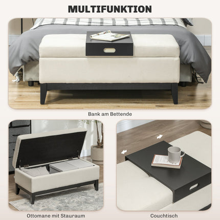 Upholstered storage bench, cream, holds up to 120 kg