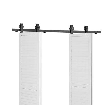 Bi-Fold Barn Door Track Kit, 60 in Top Mount, Black, 330 lb