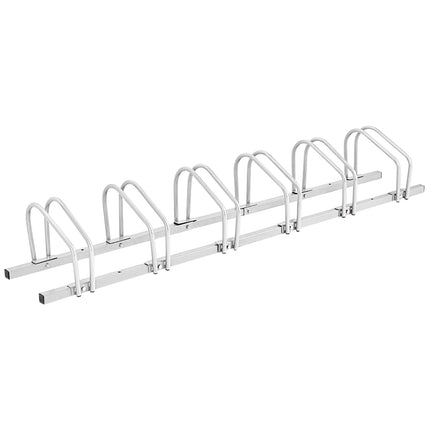 Bicycle stand for 6 bikes, multiple stand, steel floor stand, stand, silver