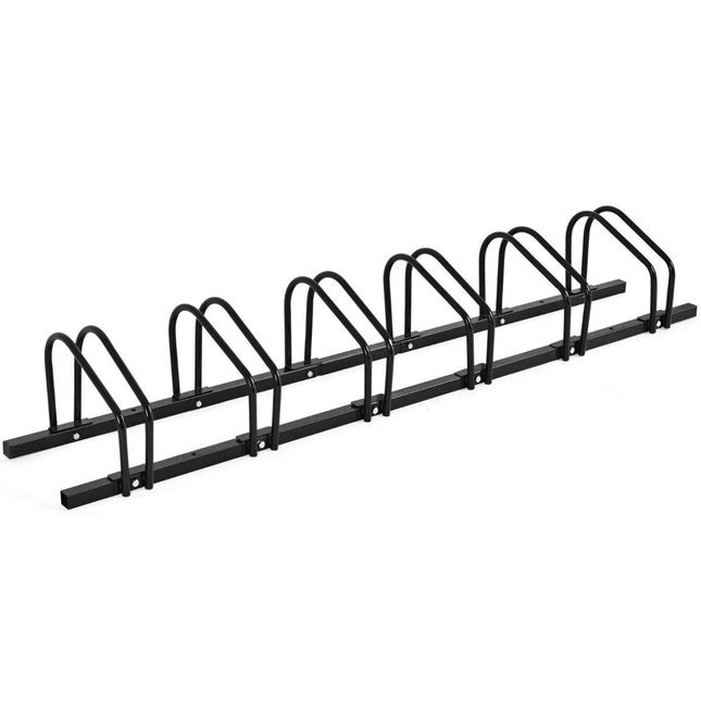 Bicycle stand with 6 bicycle parking spaces, floor stand, black