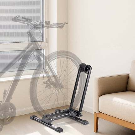 Bike Floor Stand, Foldable Carbon Steel, Fits 20–29 In