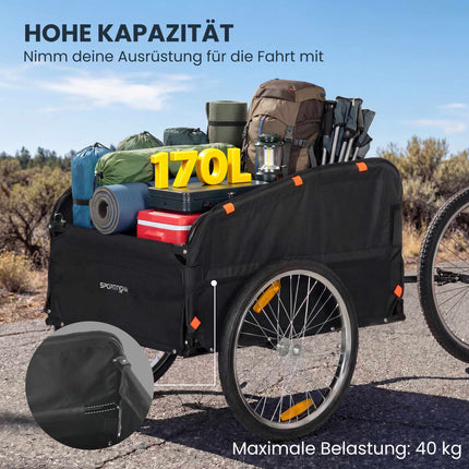 Velosipēda piekabe ar 170 litru kravas kasti, piemērota 22-28 collu riteņiem