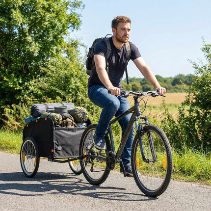 Velosipēda piekabe ar 170 litru kravas kasti, piemērota 22-28 collu riteņiem