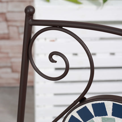 Bistro table set for 2, mosaic stone, weatherproof