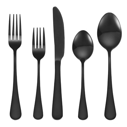 Black 30-Piece Stainless Steel Flatware Set For 6