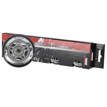 Melni 72x24 82A riteņi un ABEC-9 gultņi (4+8)