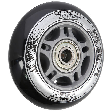 Melni 72x24 82A riteņi un ABEC-9 gultņi (4+8)