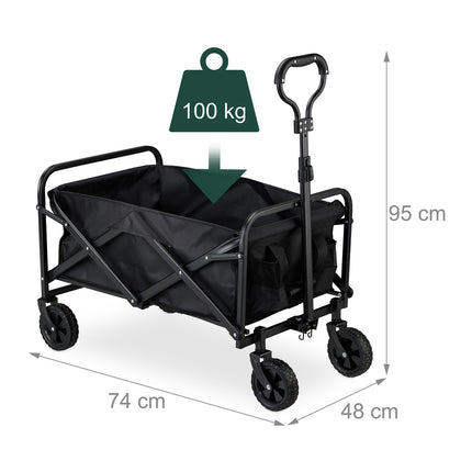 Melni saliekami dārza ratiņi ar gumijas riteņiem