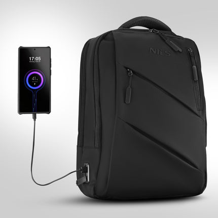 Melna klēpjdatora mugursoma, USB-C ports, 15 litru ietilpība