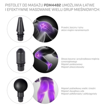 Melna masāžas pistole - dziļo audu masāžai, pārnēsājama, klusa