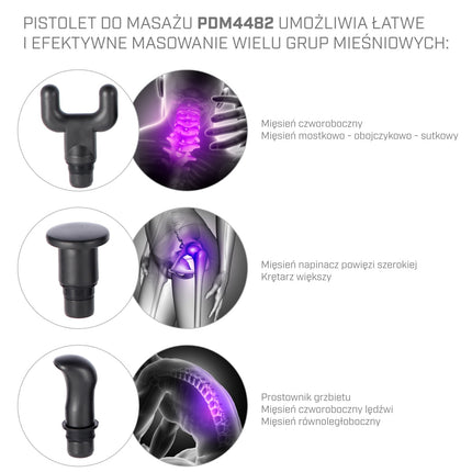 Melna masāžas pistole - dziļo audu masāžai, pārnēsājama, klusa