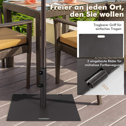 Melns metāla terases saulessarga statīvs ar riteņiem, 22,5 kg