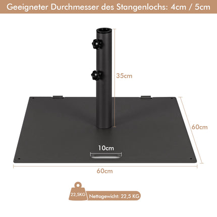 Melns metāla terases saulessarga statīvs ar riteņiem, 22,5 kg