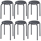 Black Metal Stackable Daisy Design Stools, Set of 6