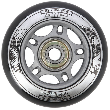 Melns PU 70x24 82A riteņu un ABEC-9 gultņu komplekts