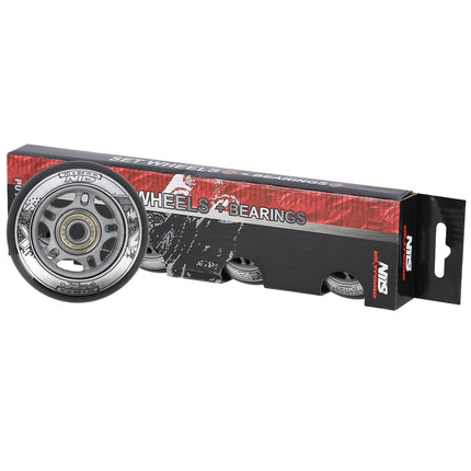 Melns PU 70x24 82A riteņu un ABEC-9 gultņu komplekts