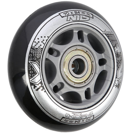 Melns PU 70x24 82A riteņu un ABEC-9 gultņu komplekts