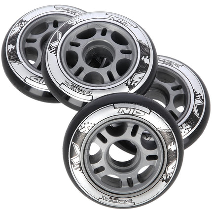 Black PU Skate Wheels, 70x24mm, 82A, Set of 4