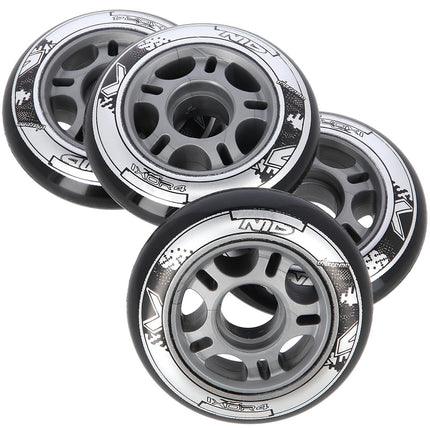 Black PU Skate Wheels, 70x24mm, 82A, Set of 4