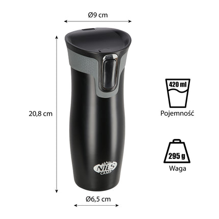 Melna termokrūze, 300 ml, dubultsienu