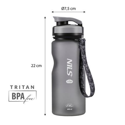 Melna tritāna ūdens pudele, 740 ml tilpums