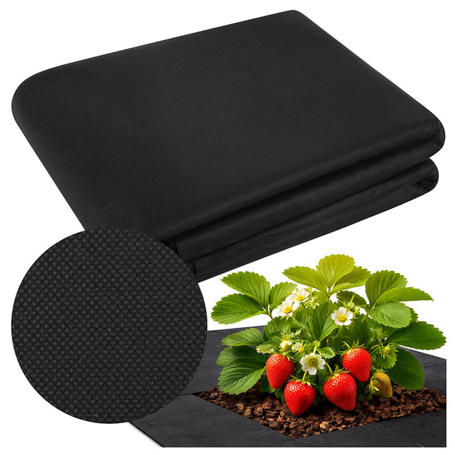 Melns UV stabilizēts nezāļu apkarošanas paklājs 1,6 x 20 m 50 g/m²