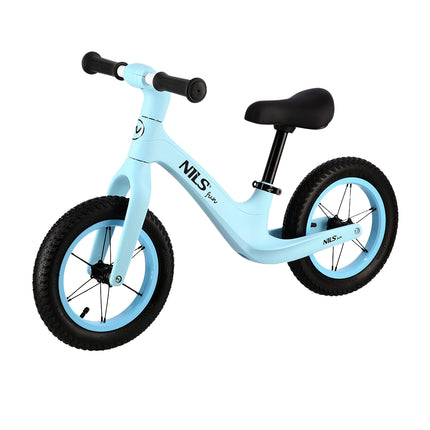 Zils līdzsvara velosipēds, viegls, regulējams sēdeklis