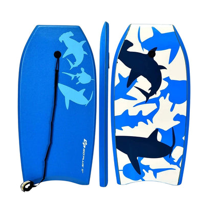Zils bodyboards 83x47x5,5 cm ar drošības siksnu