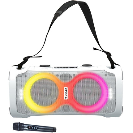 Bluetooth ballīšu skaļrunis 45 W ar bezvadu mikrofonu, balts
