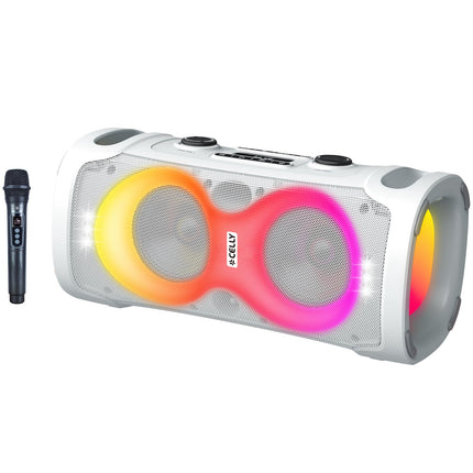 Bluetooth ballīšu skaļrunis 45 W ar bezvadu mikrofonu, balts