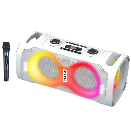 Bluetooth ballīšu skaļrunis 45 W ar bezvadu mikrofonu, balts