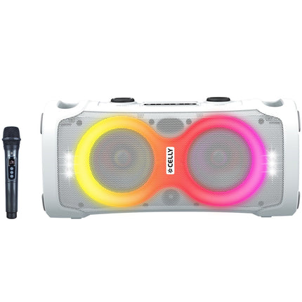 Bluetooth ballīšu skaļrunis 45 W ar bezvadu mikrofonu, balts