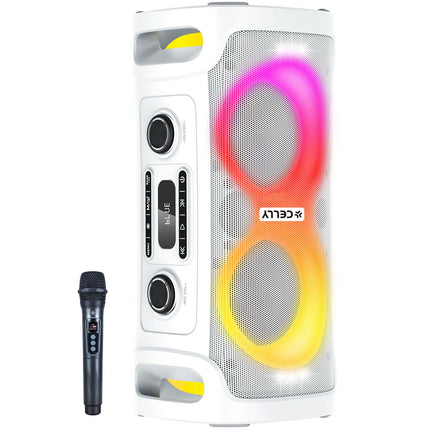 Bluetooth ballīšu skaļrunis 45 W ar bezvadu mikrofonu, balts