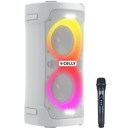 Bluetooth ballīšu skaļrunis 45 W ar bezvadu mikrofonu, balts